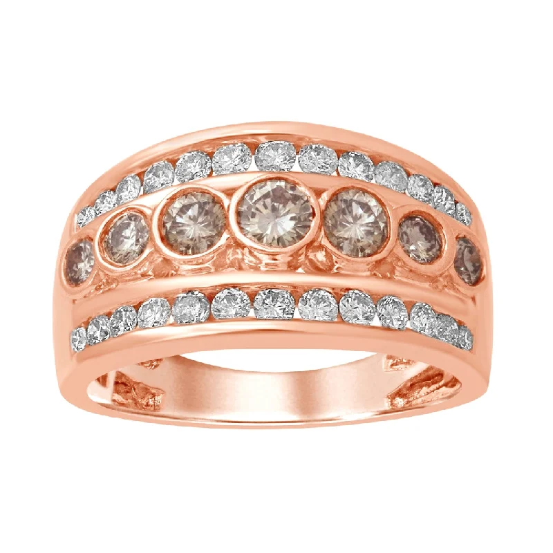 classic chain necklaces for women -18ct Rose Gold 1.00ct 7 Cognac Diamonds Ring