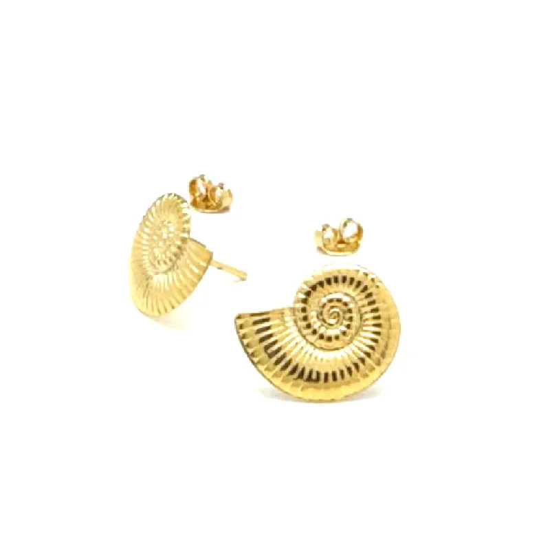 elegant stud earrings for women -MEDIUM NAUTILUS POST