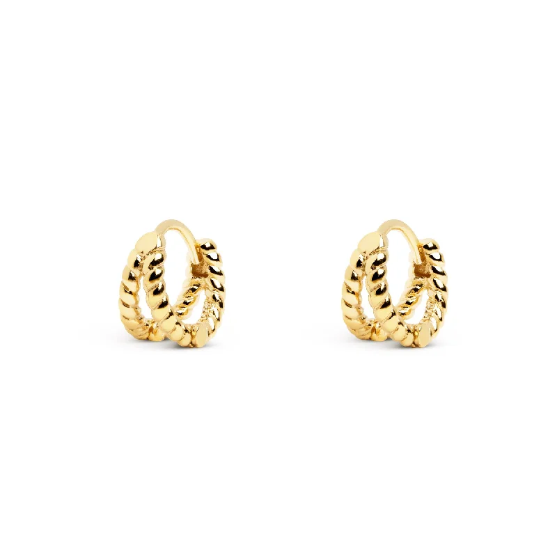 silver drop earrings for women -Double Twist Gold Earrings