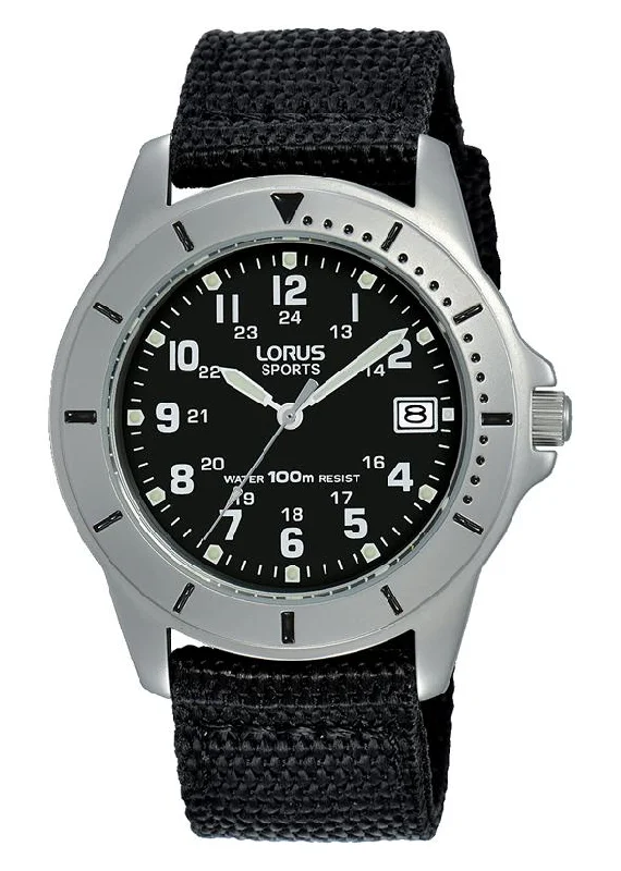 Lorus Sports Black Dial Silver Case Watch