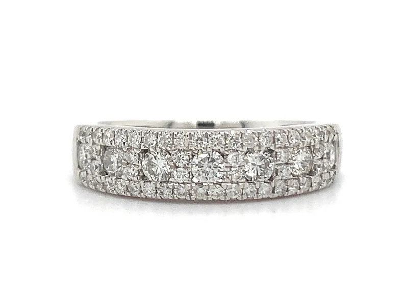 radiant-cut engagement rings for women -18ct White Gold Round Brilliant Earth Grown Diamond Band