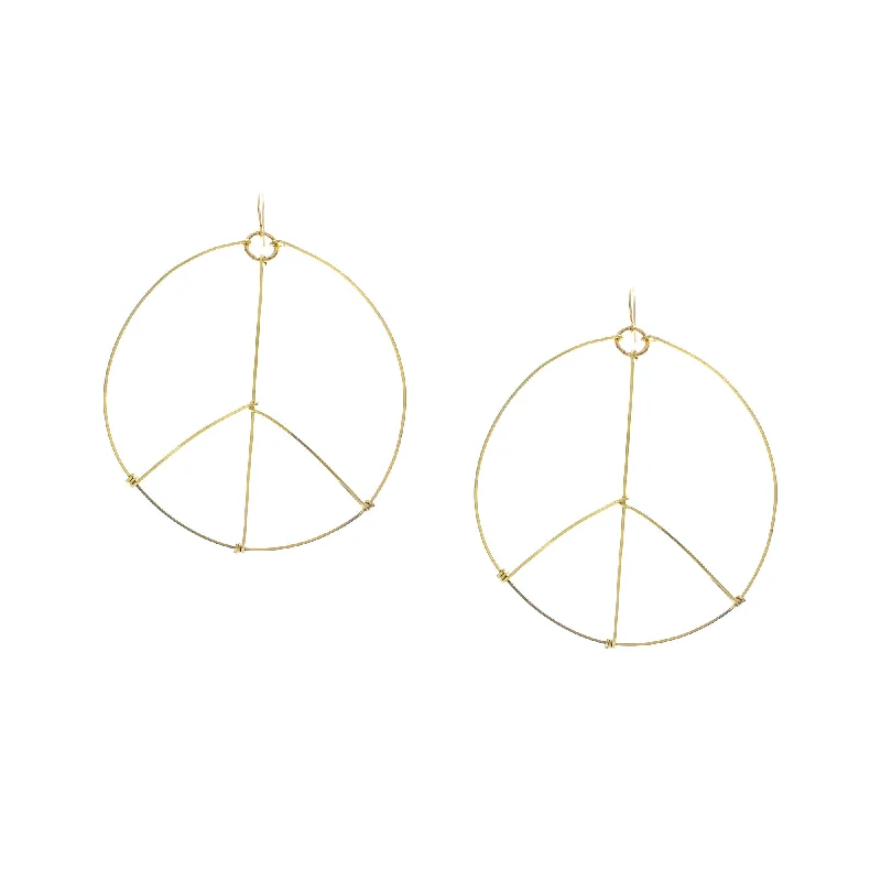 diamond drop earrings for women -Large Peace Sign Earrings