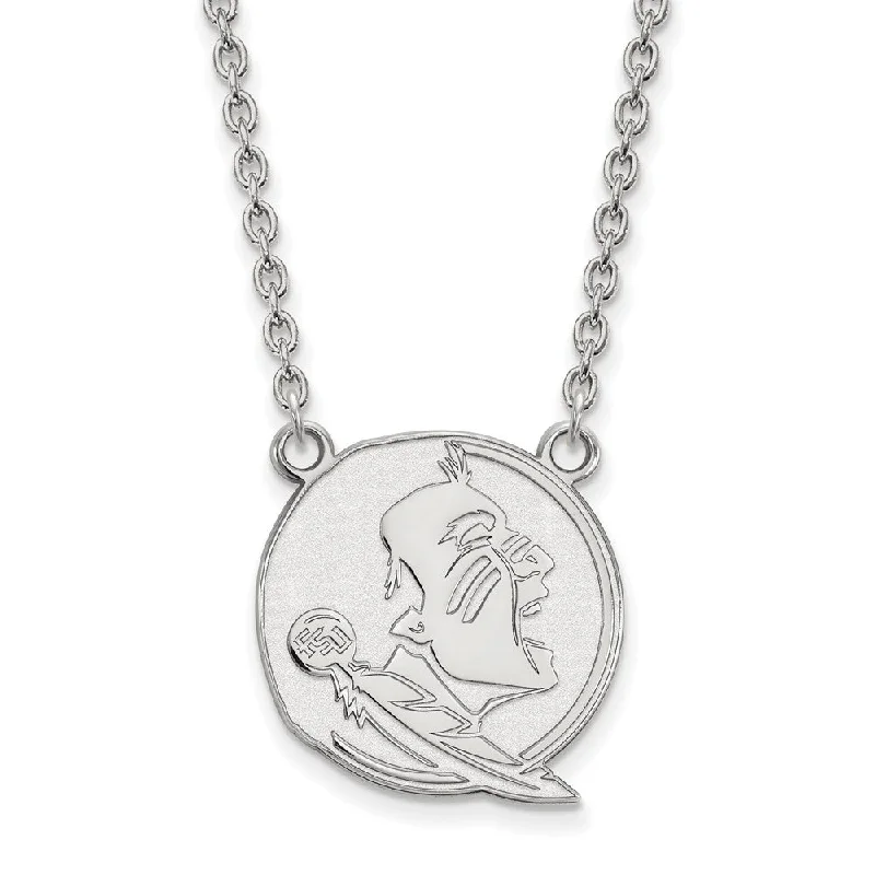 classic necklaces for women -14K White Gold Florida State Large Seminole Pendant Necklace