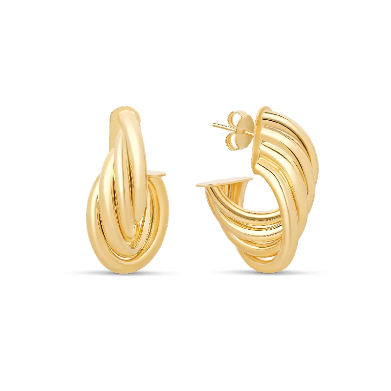 geometric drop earrings for women -THE GOLD WAVY HOOPS