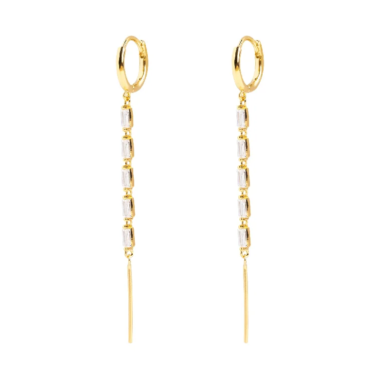 crystal earrings for women -Sia Stick Gold Earrings