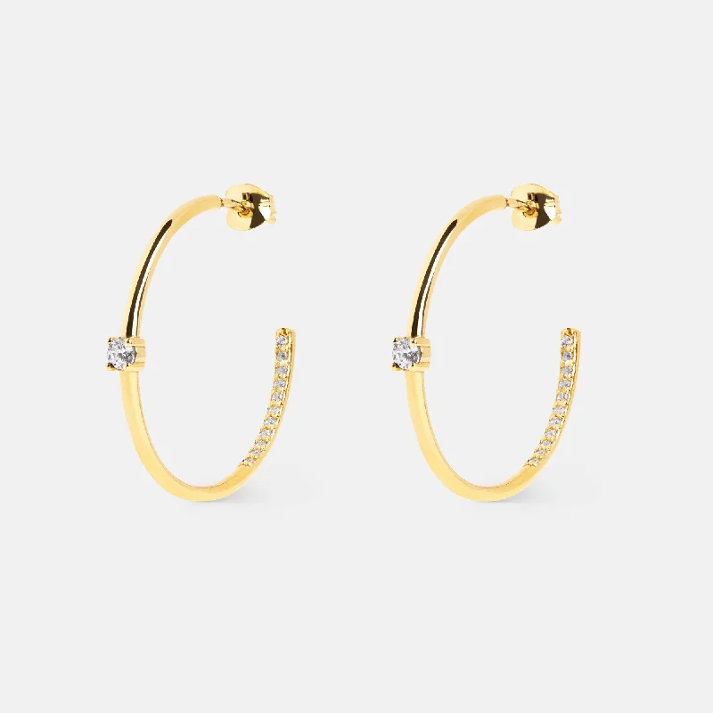 chandelier earrings for women -Star Dust Gold Hoop Earrings