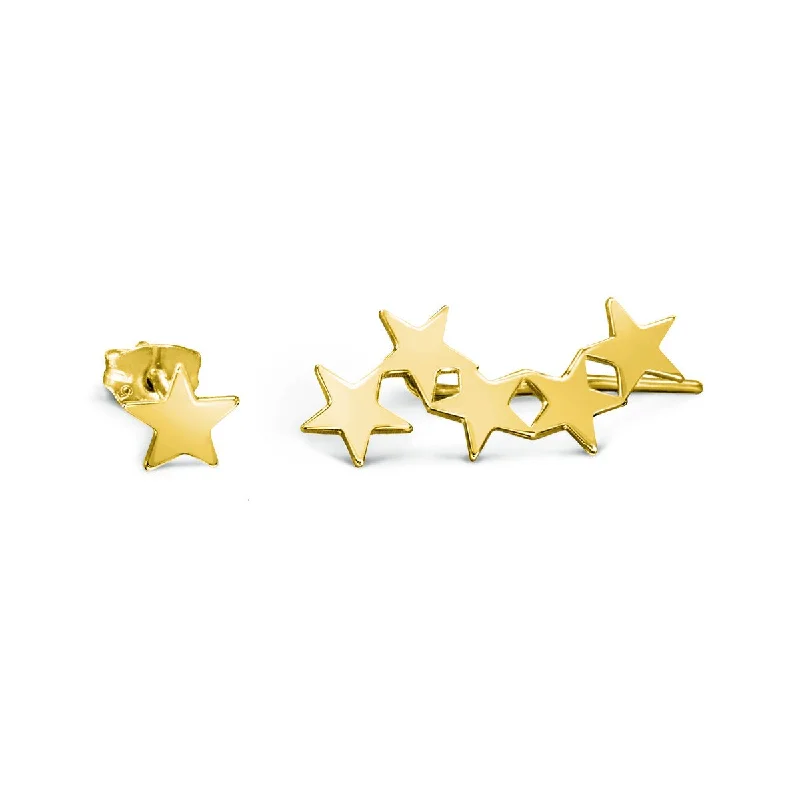 chunky earrings for women -Star & Stud Gold Earrings