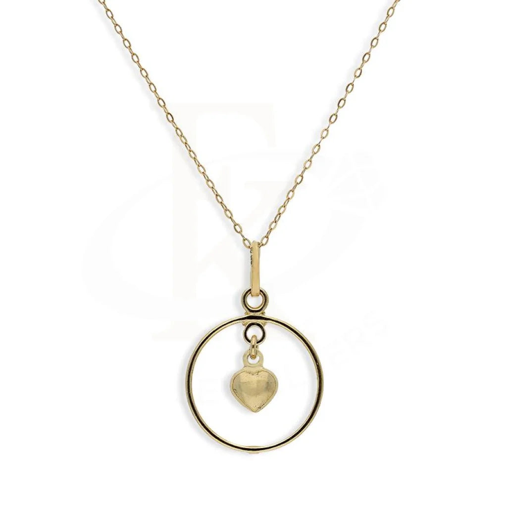 fashionable pendant necklaces for women -Gold Necklace (Chain with Heart In Ring Shaped Pendant) 18KT - FKJNKL18K2255