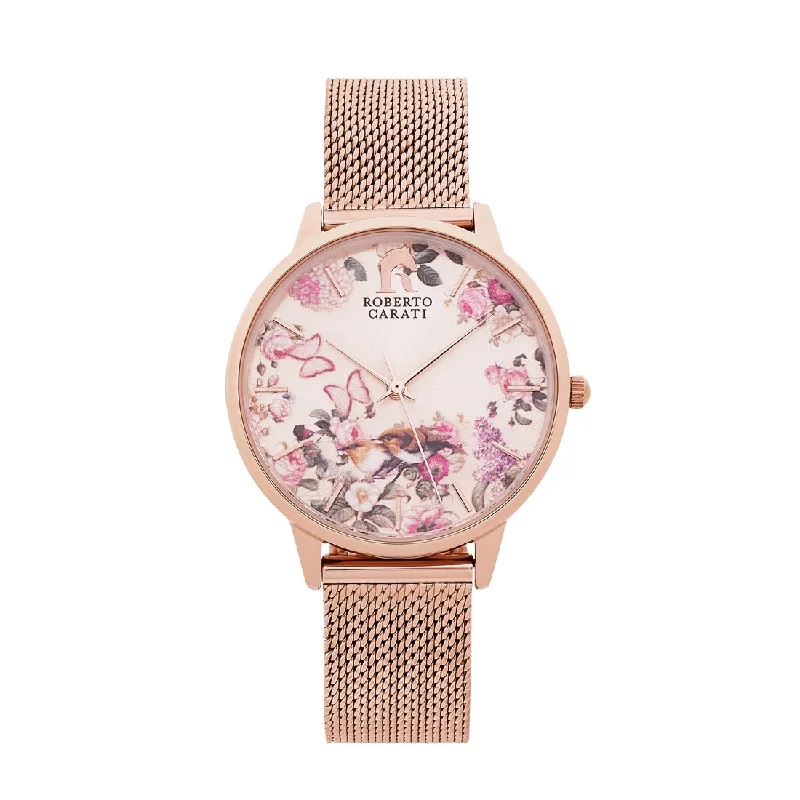 Roberto Carati Rose Gold Harper Floral Butterfly Watch AW535-V3