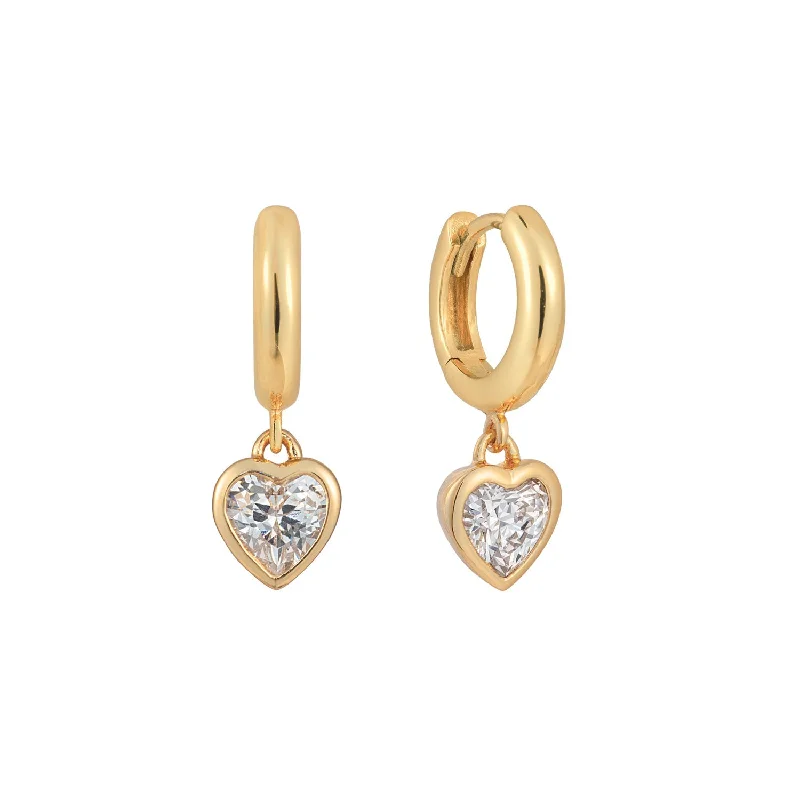 bridesmaid earrings for women -Sparkle Heart Hoop Earrings