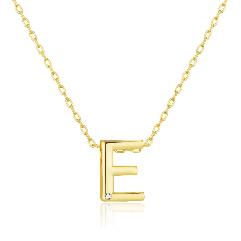 custom jewelry necklaces for women -Gold Plated Initial Necklace Letter E Created with Zircondia® Crystals