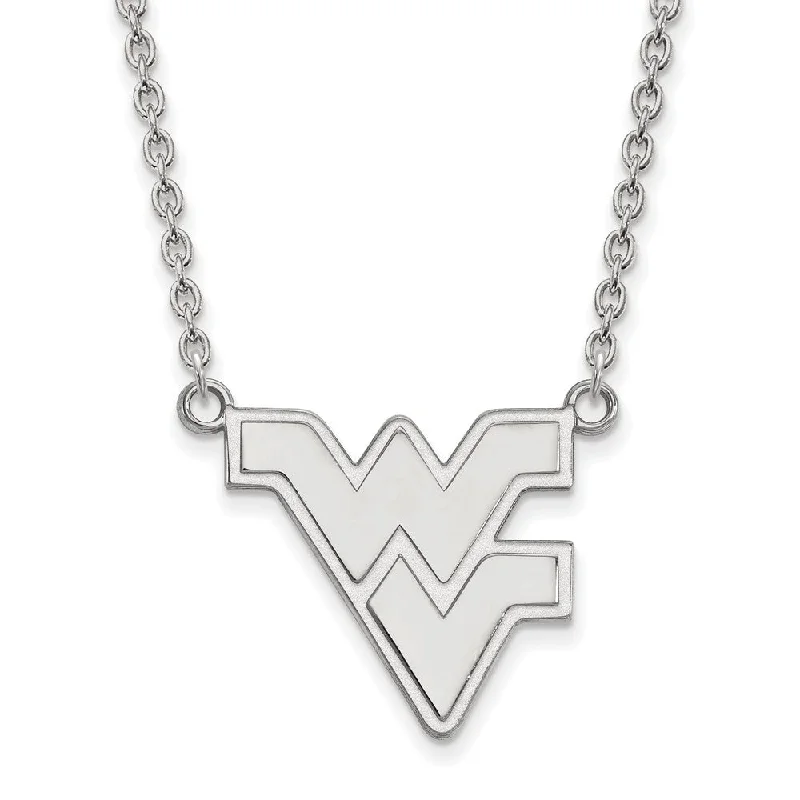 meaningful necklaces for women -Sterling Silver West Virginia U Large 'WV' Pendant Necklace