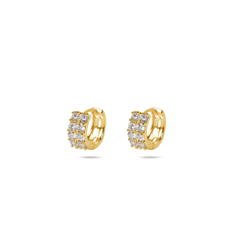 gemstone stud earrings for women -THE EIGHT STONE PAVE' HUGGIE EARRINGS