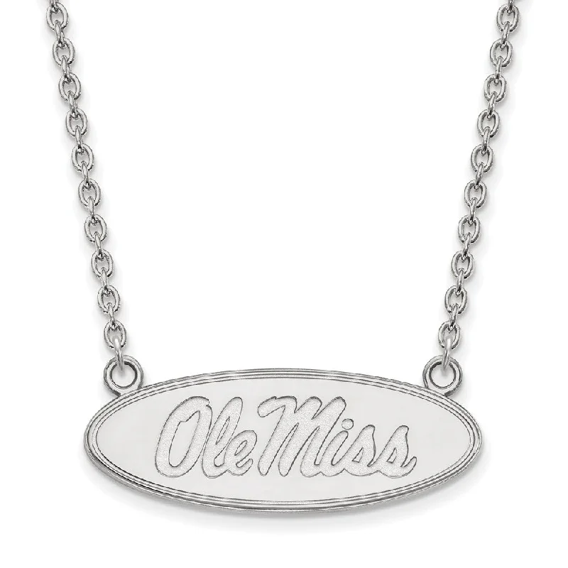 antique-style necklaces for women -14k White Gold U of Mississippi Large Disc Pendant Necklace