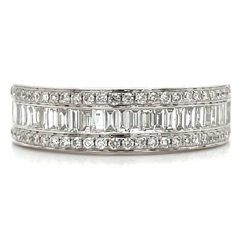 matching engagement and wedding rings -18ct White Gold Baguette & Round Earth Grown Diamond Band