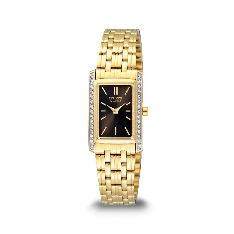 Citizen Womens Swarovski Gold Regtangle Watch EK1122-50E