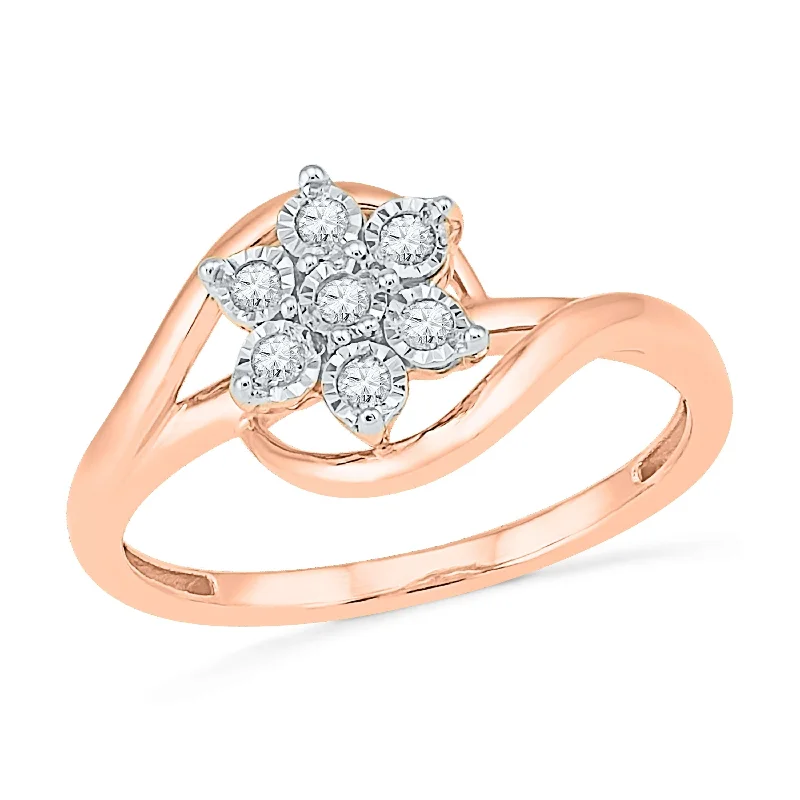 unique necklaces for women -9ct Rose Gold Brilliant Illusion Set Diamond Ring