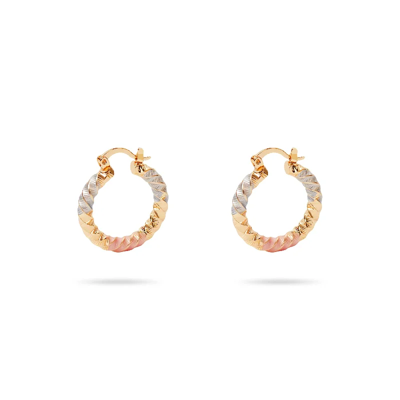 big hoop earrings for women -THE TRI COLOR RIDGE HOOP EARRINGS