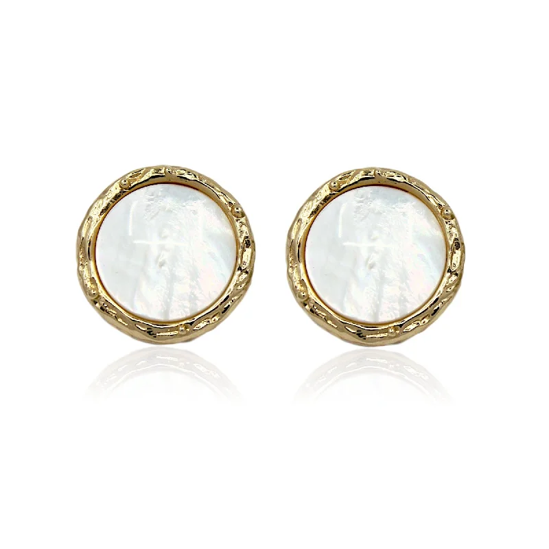 big hoop earrings for women -CINDY Stud Earrings - Gold With Mother Of Pearl