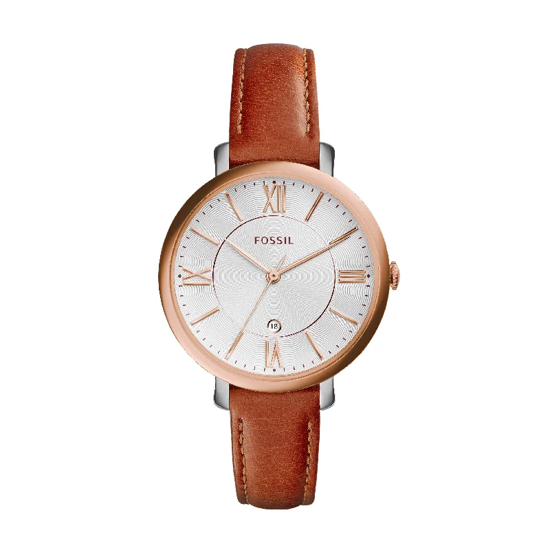 Fossil Women's Rose Gold and Leather Band Watch ES3842