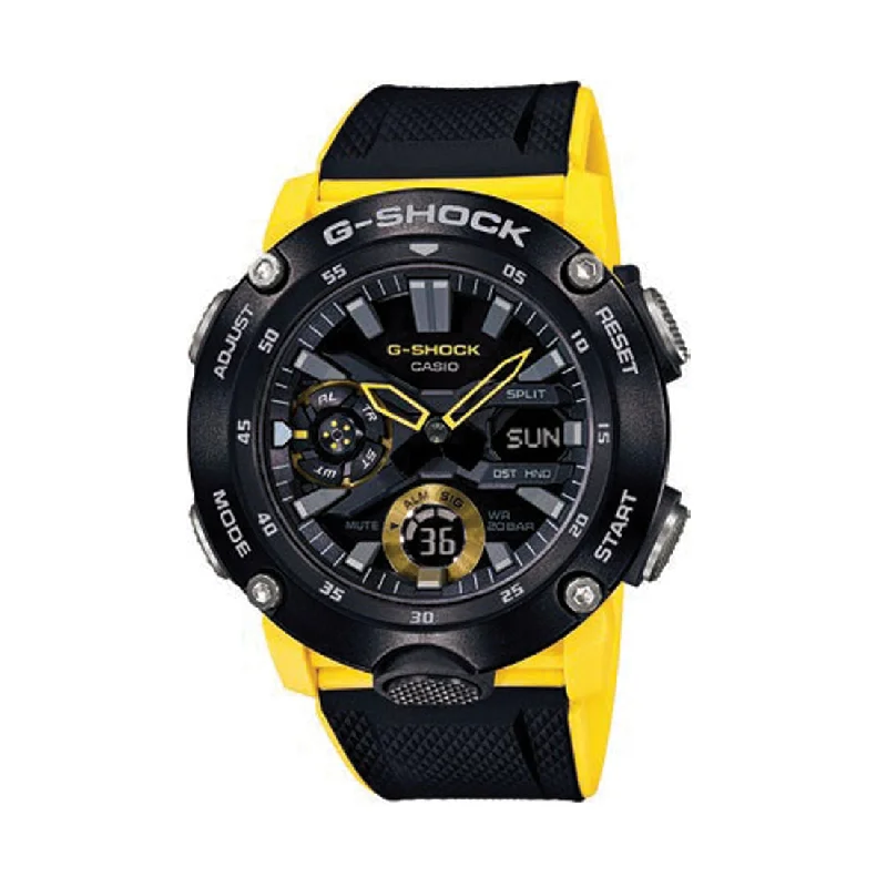 Casio G Shock Black and Yellow Mens Watch GA-2000-1A9DR