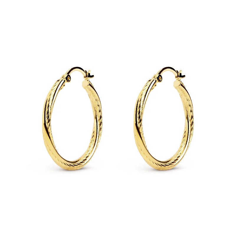 luxury pearl earrings for women -Rope Twist Gold Hoop Earrings