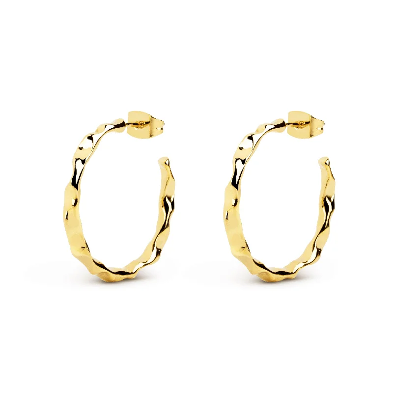 gold hoop earrings for women -Lake Gold Hoop Earring