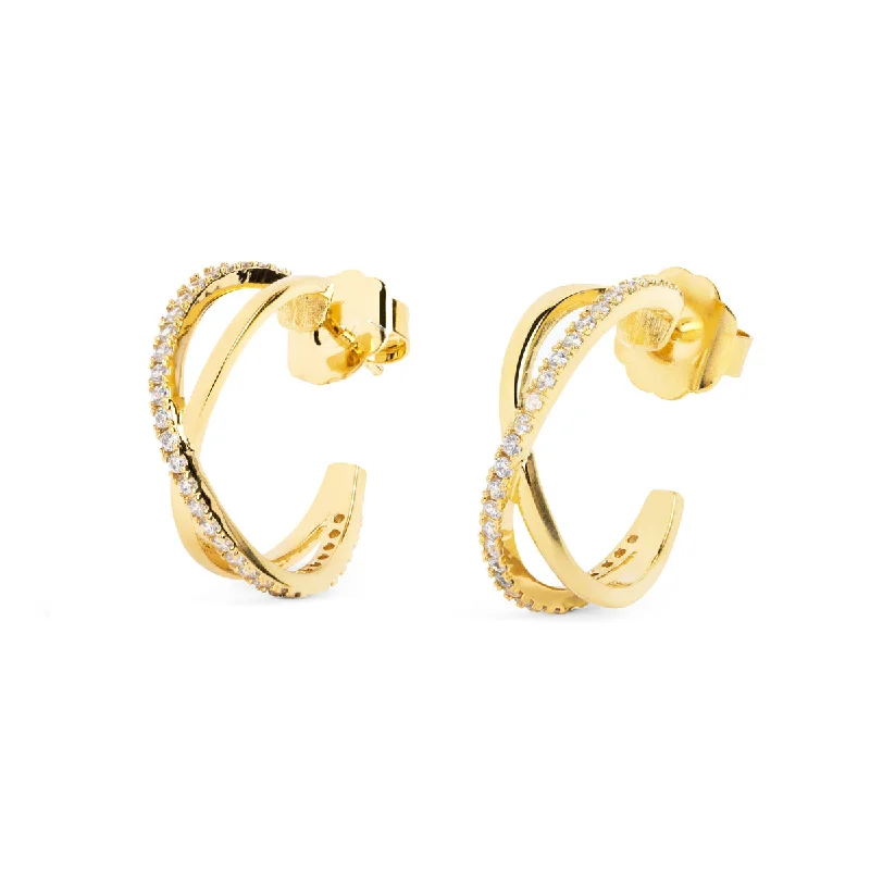 sparkly earrings for women -X Spark Gold Hoop Earrings