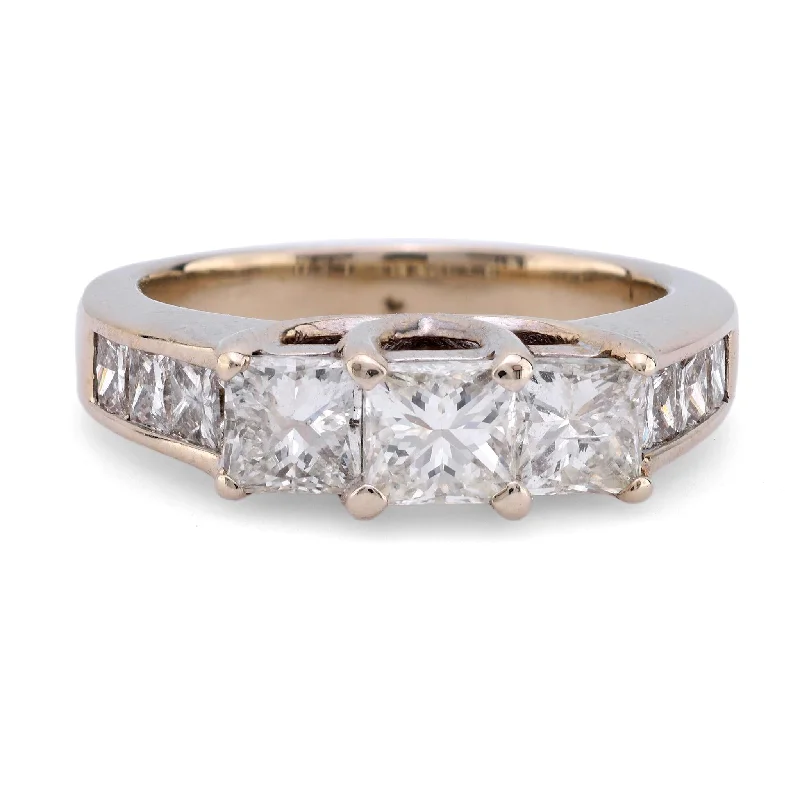 elegant vintage engagement rings -Vintage 1.99 carat total weight diamond 14k white gold ring