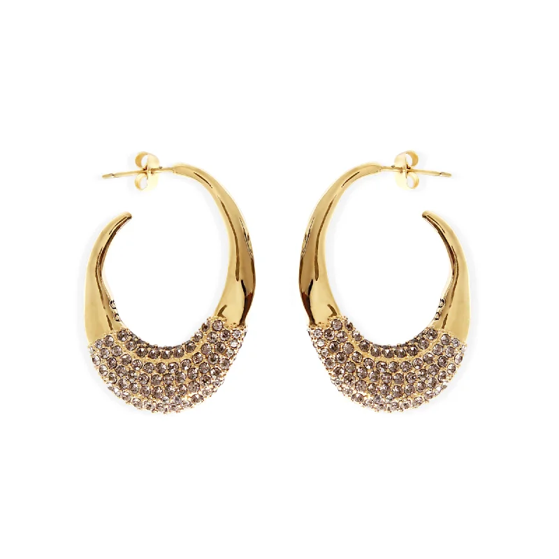 pearl earrings for women -PANAREA PAVÉ Earrings - Gold and Graphite Crystals