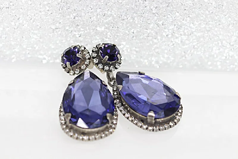 statement earrings for women -Purple Chandelier Earrings