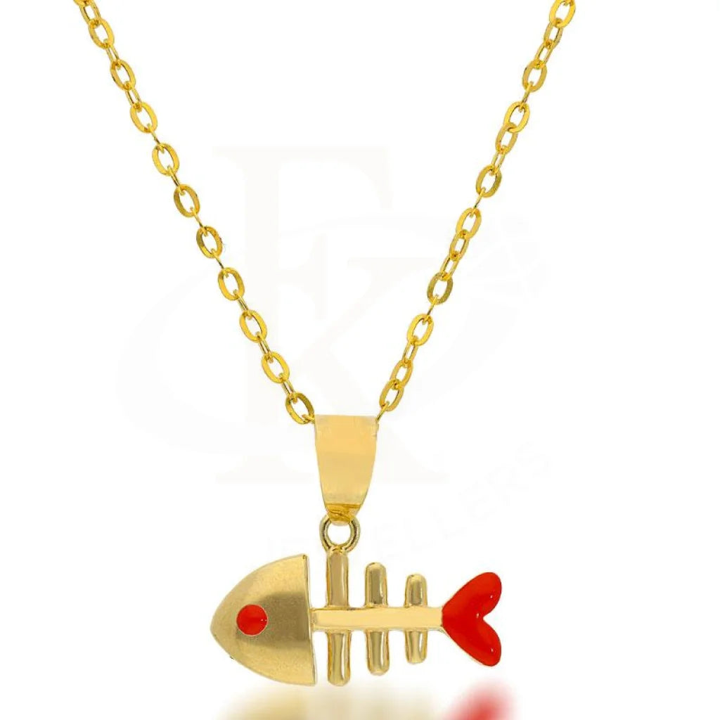 matching jewelry sets for women -Gold Necklace (Chain with Fishbone Pendant) 18KT - FKJNKL18K2029