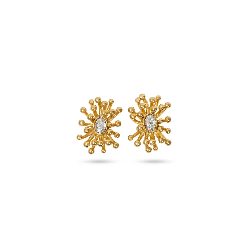 geometric drop earrings for women -THE OVAL DIAMOND CLUSTER STUD EARRINGS