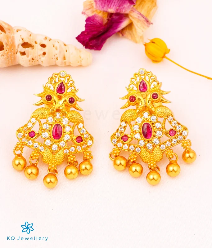 luxury earrings for women -The Sahana Silver Peacock Earrings