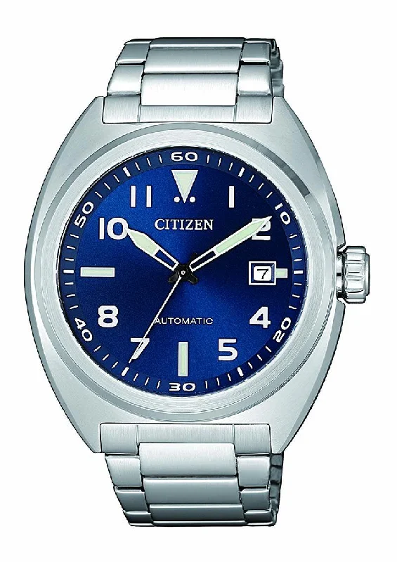 CITIZEN AUTOMATIC BLUE FACE SILVER CASE BAND NJ0100-89L