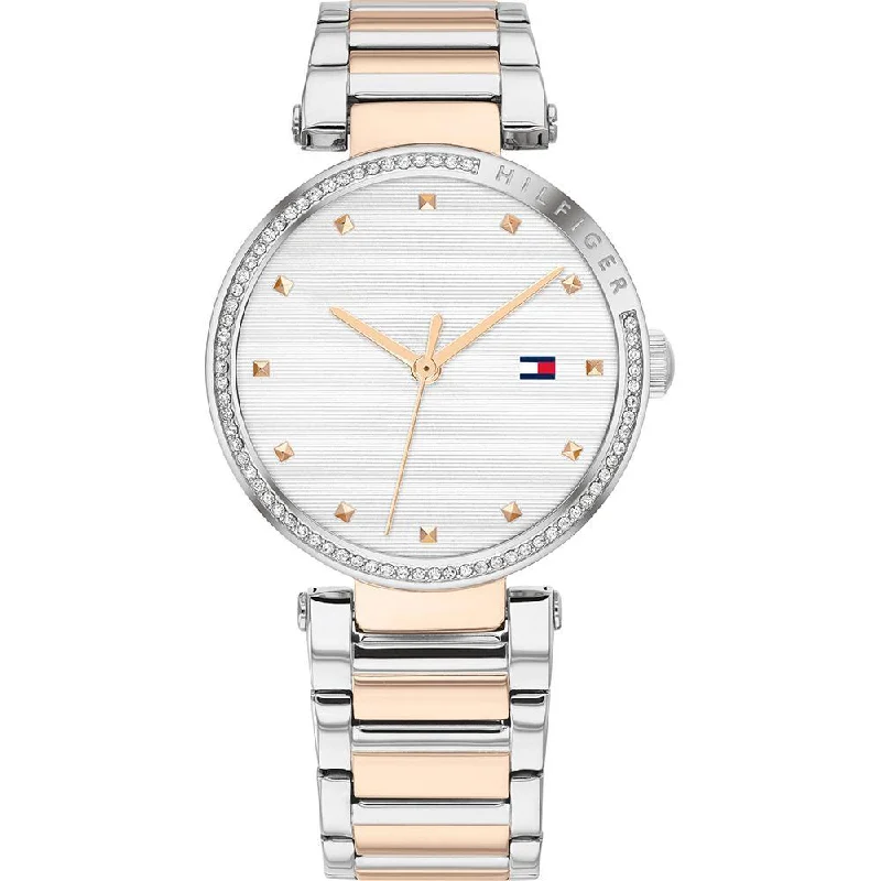 Tommy Hilfiger Ladies Lynn Two-Tone Silver & Rose Crystal Watch 1782236