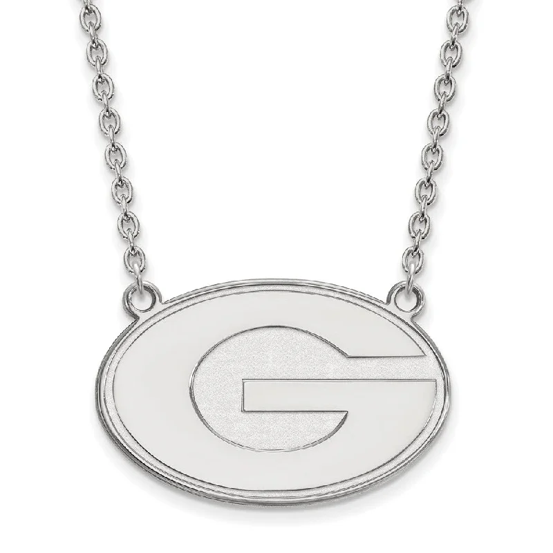 romantic pendant necklaces for women -14k White Gold U of Georgia Large Disc Pendant Necklace