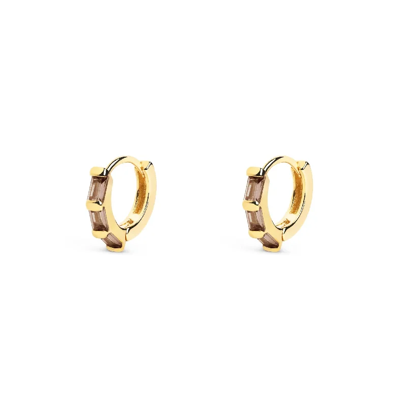 unique gold earrings for women -Sia Cocoa Gold Hoop Earrings