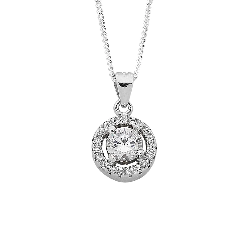 luxury gold necklaces for women -Sterling Silver White Cubic Zirconia Pendant Curb Necklace