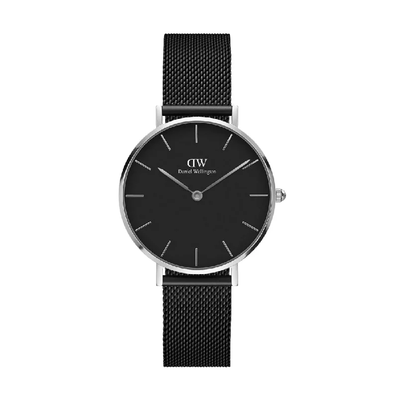 Daniel Wellington Ashfield Silver Case Black Mesh Band Model DW00100202