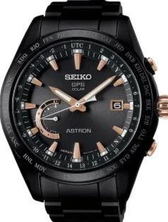 SEIKO ASTRON 8X22 GPS SOLAR BLACK HARD COATED TITANIUM ROSE GOLD CERAMIC 100M