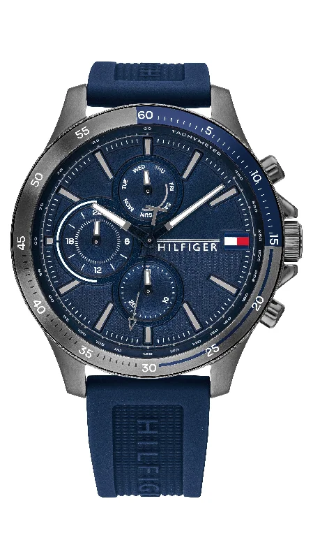 Tommy Hilfiger Bank Blue Silicone Men's Multi-function Watch