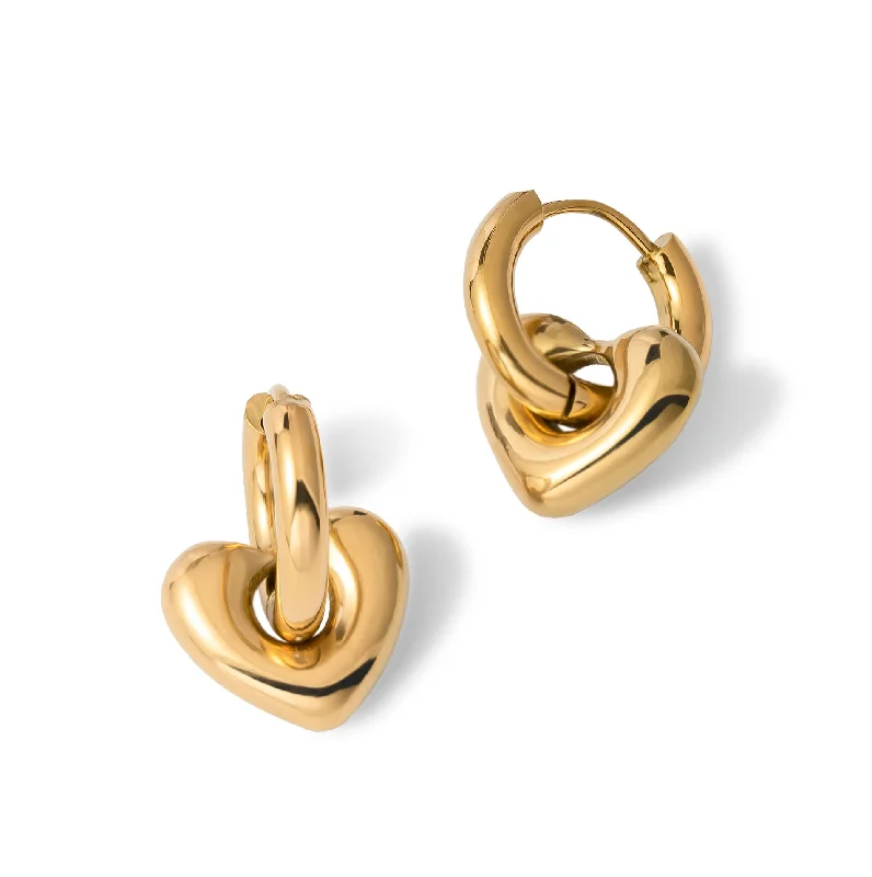 stud earrings for women -Bubble heart earring gold