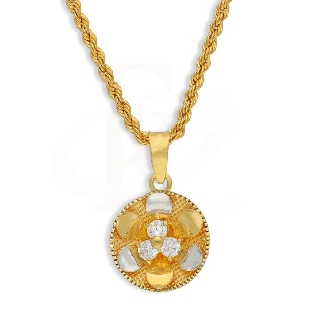 timeless pendant necklaces for women -Gold Necklace (Chain with Round Shaped Pendant) 22KT - FKJNKL22K2750