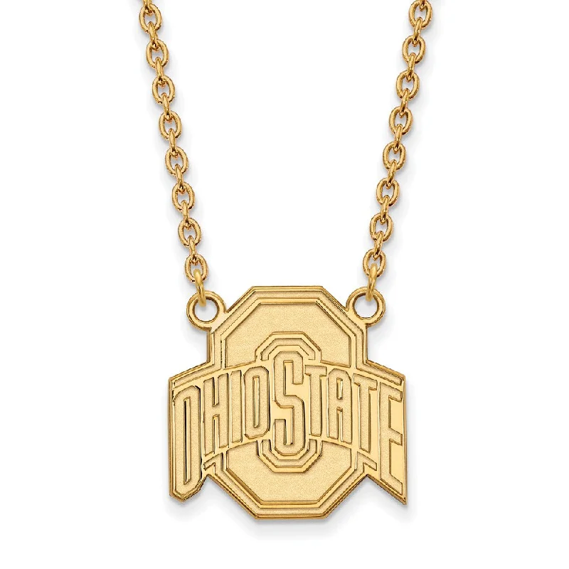 fashionable necklaces for women -10k Yellow Gold Ohio State Large Logo Pendant Necklace