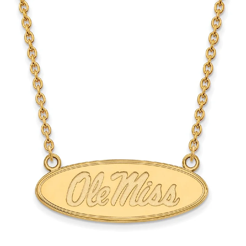 rose gold necklaces for women -10k Yellow Gold U of Mississippi Large Disc Pendant Necklace