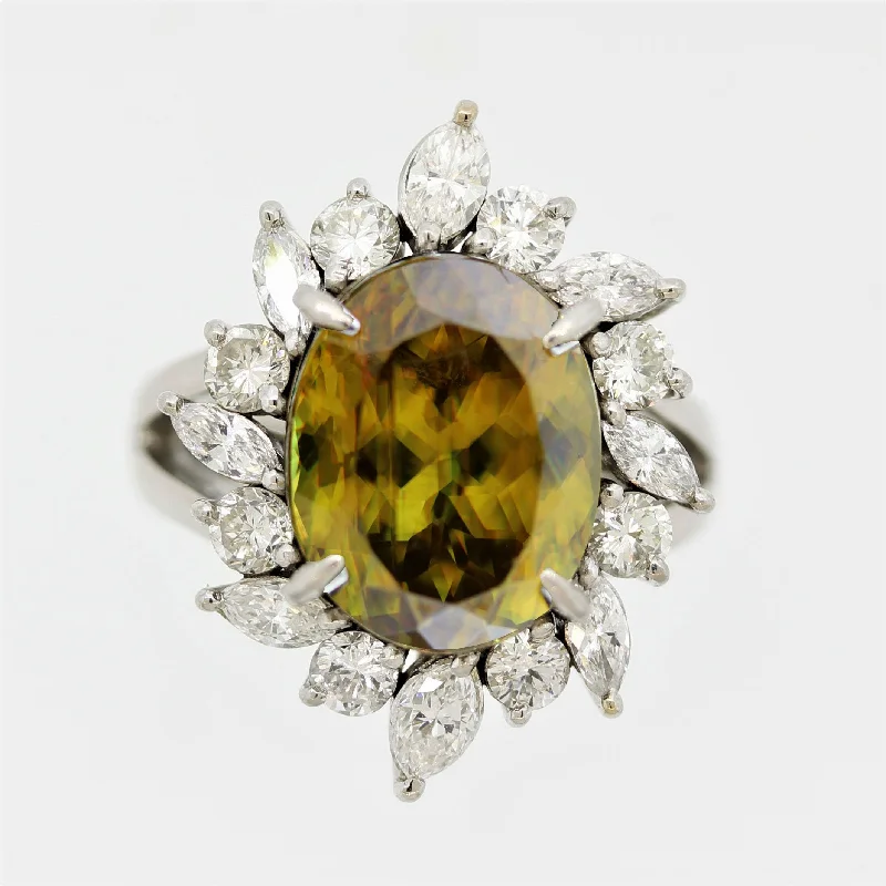 antique diamond engagement rings -Sphene Diamond Platinum Ring