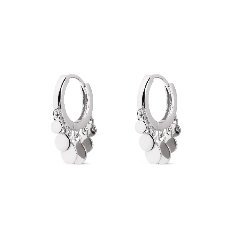 multi-layered earrings for women -Mini Moons Silver Hoop Earrings