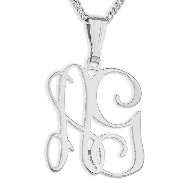 unique gold necklaces for women -Personalised Sterling Silver Monogram Necklace