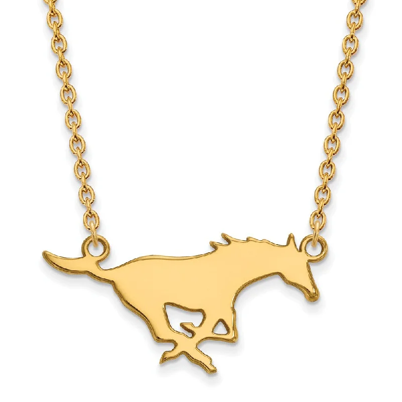 meaningful necklaces for women -10k Yellow Gold Southern Methodist U Large Pendant Necklace